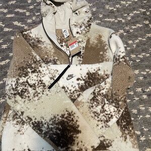 Nike Brown and Cream Fleece Jacket